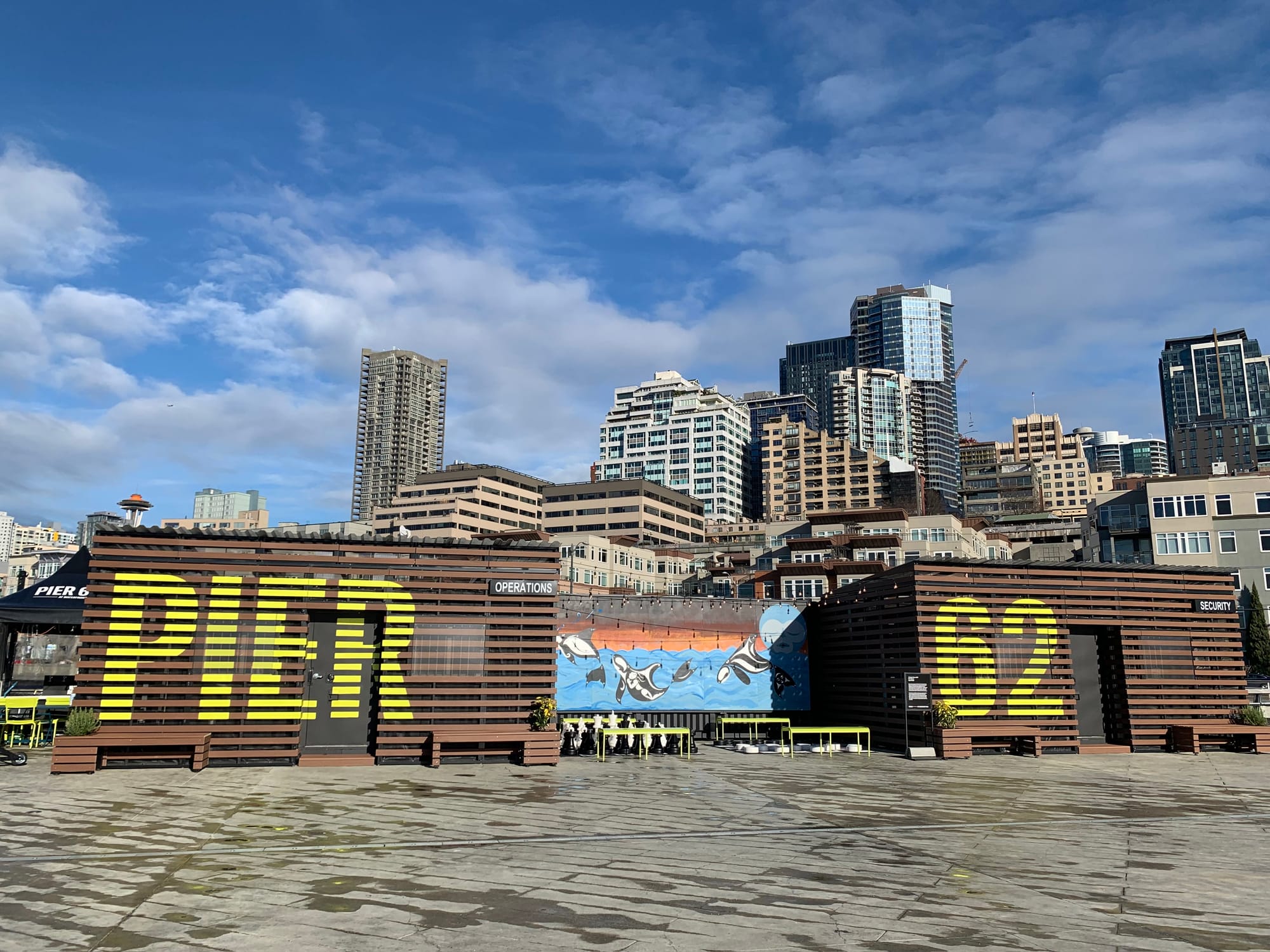 A pier  with a sign reading Pier 62