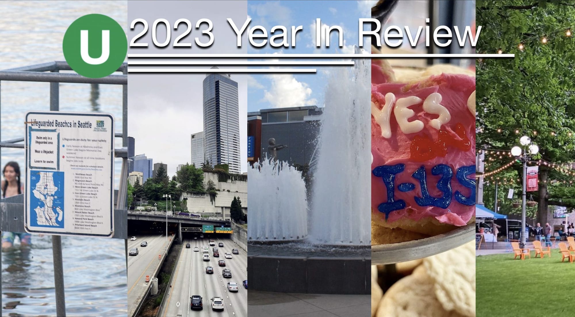 
                     Combination banner of images including a pool, highway, fountain, cookies saying "yes on I-135" and par saying 2023 Year in R
                     