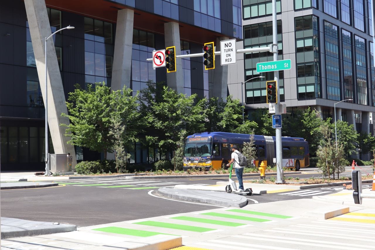 Seattle’s First Protected Intersection Opens at Dexter and Thomas