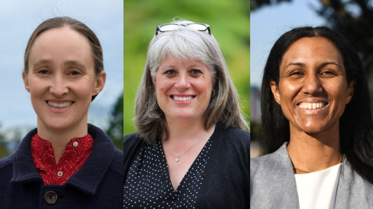 
                     Pictured right to left, Wilson is a white woman with her hair pulled back. Balducci is a white woman with gray hair and her g
                     