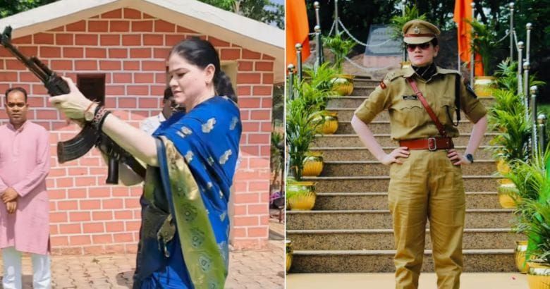ആയുധപൂജയ്ക്കിടെ ആകാശത്തേക്ക് എകെ-47 ഉപയോഗിച്ച് വെടിവെപ്പ്;  വനിതാ ഐപിഎസ് ഉദ്യോഗസ്ഥ വിവാദത്തിൽ