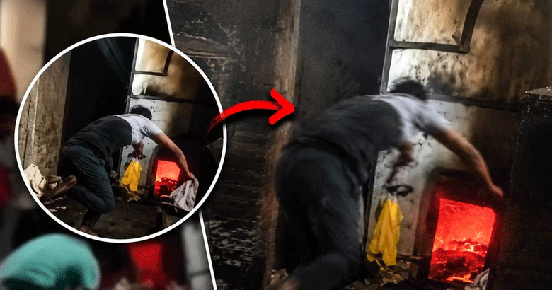 മുത്തശ്ശിയുടെ വേർപാട് താങ്ങാനായില്ല: ശ്മശാനത്തിലെ ദഹന ചൂളയിലേക്ക് ചാടി പേരക്കുട്ടി; ഗുരുതര പരിക്ക്