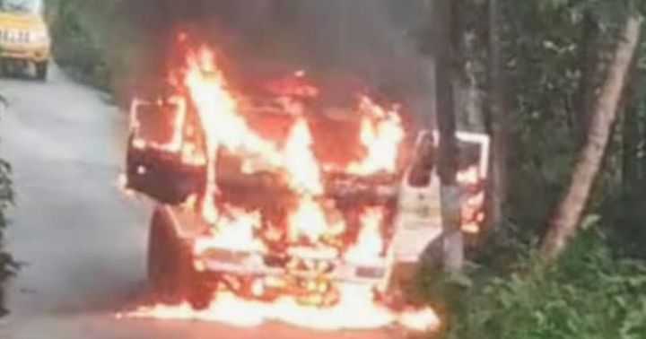 ഓടിക്കൊണ്ടിരുന്ന ടിപ്പർ ലോറിക്ക് തീപിടിച്ചു, മൂന്നുപേര്‍ രക്ഷപ്പെട്ടത് തലനാരിഴയ്ക്ക്‌