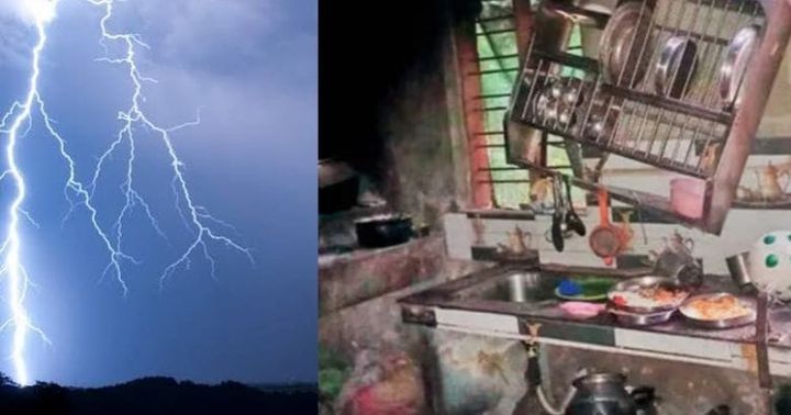 ഭക്ഷണം കഴിക്കുന്നതിനിടെ അമ്മയ്ക്കും അഞ്ചുവയസുകാരനും ഇടിമിന്നലേറ്റു, പൊള്ളലേറ്റ് ആശുപത്രിയില്‍