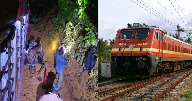 പാറശ്ശാലയിൽ റെയിൽവേ ട്രാക്കിലേക്ക് മണ്ണിടിഞ്ഞു വീണ് ട്രെയിൻ എഞ്ചിൻ പാളം തെറ്റി; ഗതാഗതം തടസ്സപ്പെട്ടു, 6 പാസഞ്ചറുകൾ റദ്ദാക്കി