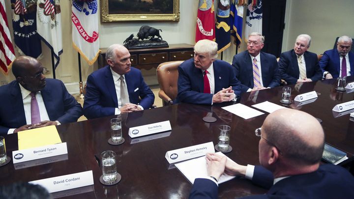 President Donald Trump leads a listening session with health insurance company CEO's in the Roosevelt Room of the White House