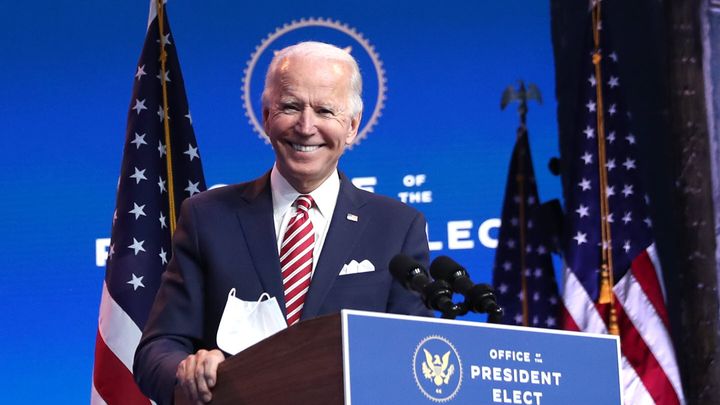 U.S. President-elect Joe Biden delivers remarks about the U.S. economy during a press briefing at the Queen Theater on Novemb