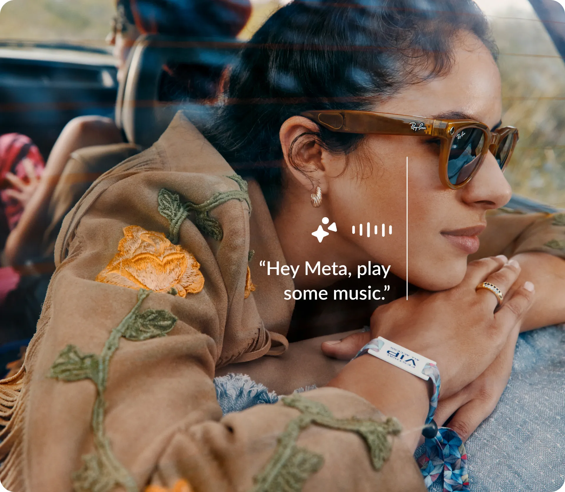 Girl wearing Ray-Ban Meta Smart glasses