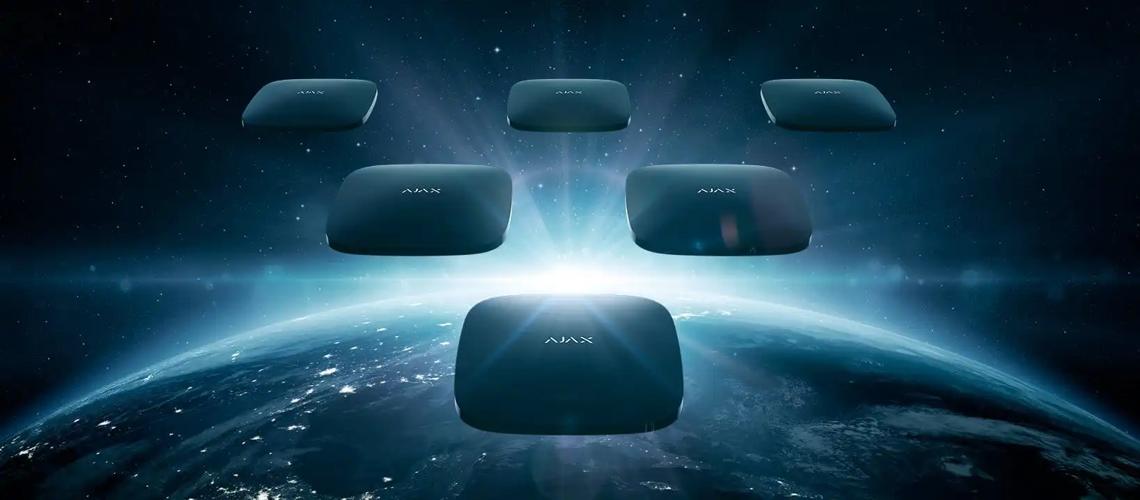 ajax systems in space on the background of the earth