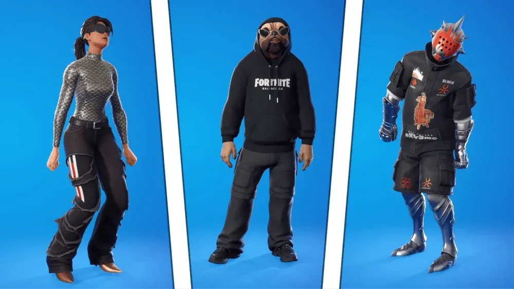 Fortnite characters dressed in Balenciaga clothes