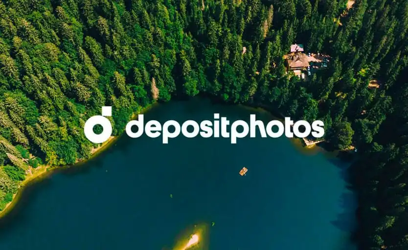 depositphotos logo on a lake background