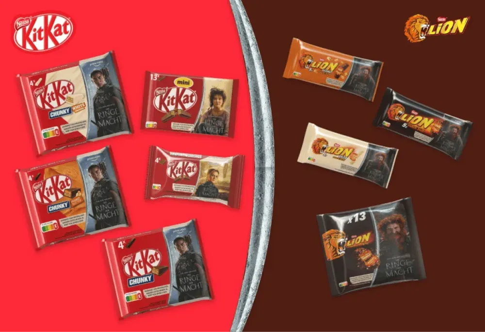 KitKat and Lion bars in Lord of the Rings themed packaging