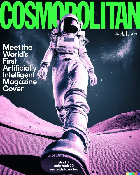 Cosmopolitan magazine cover with Cosmonaut on the moon