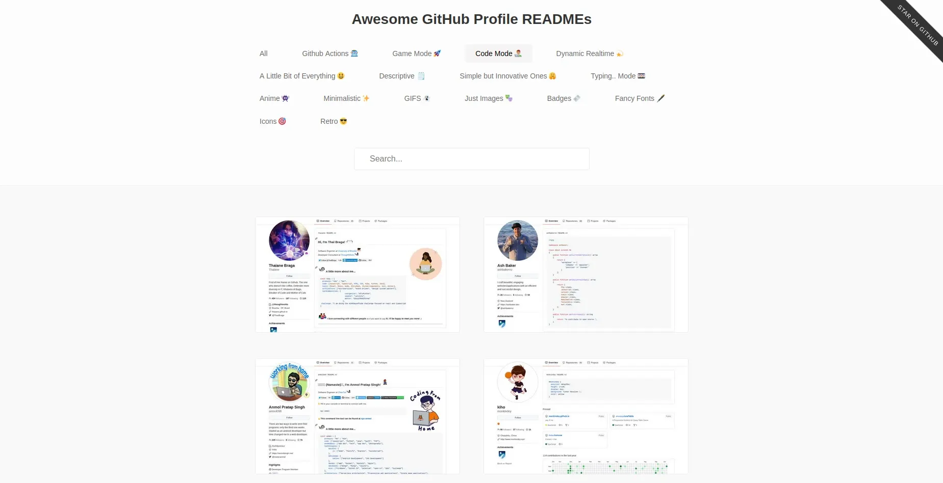 Four awesome profiles on GitHub