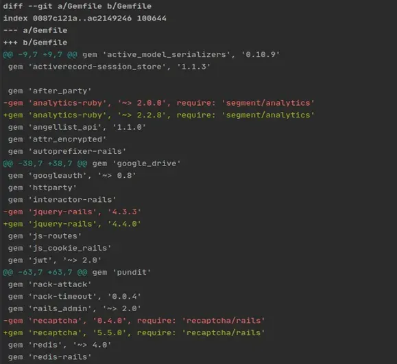 git diff command output