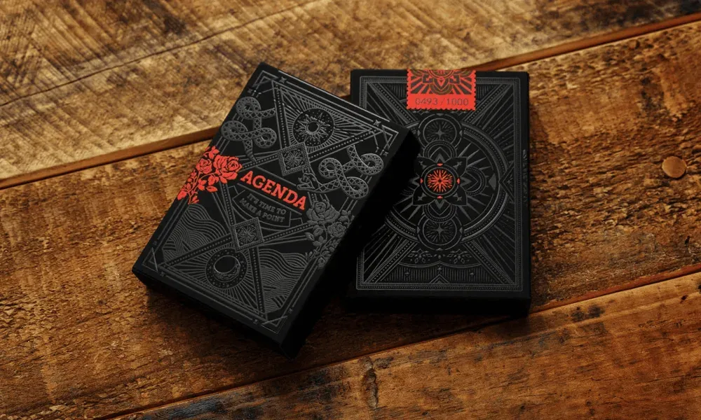 Agenda card boxes, black-red design