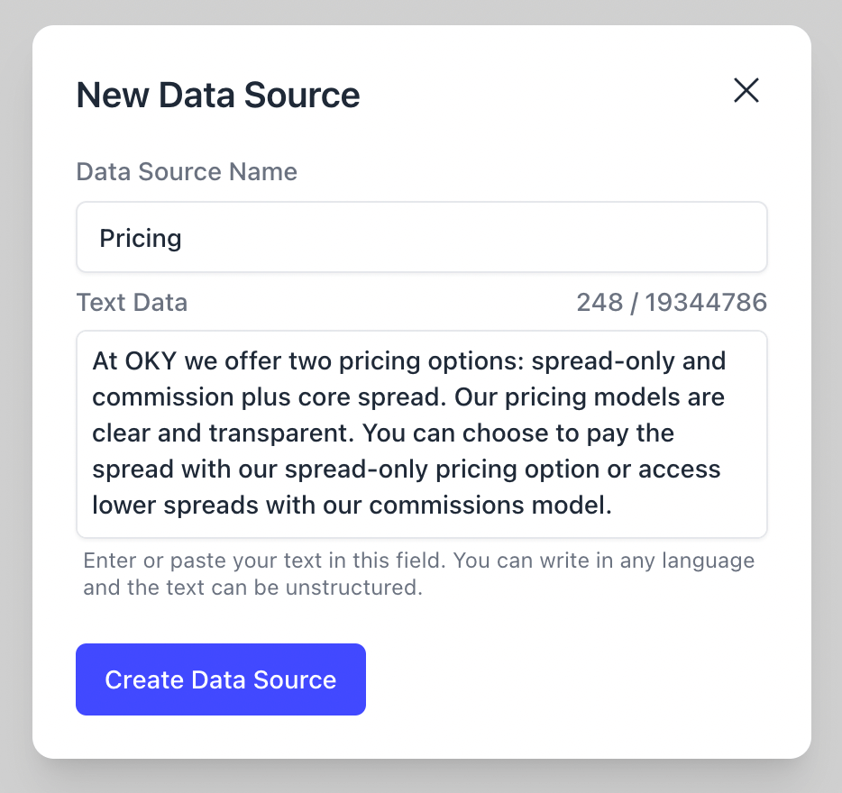 Plain Text Data Source Example