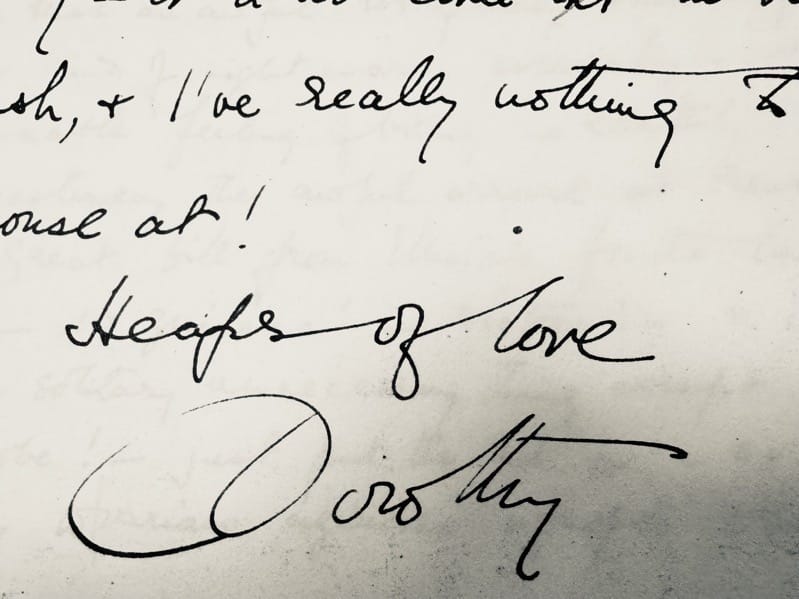 A close up of Dorothy L. Sayer's handwriting.