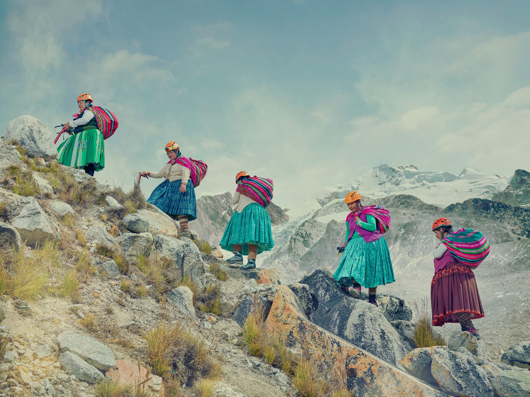 The cholitas in action, photographed by Todd Anthony