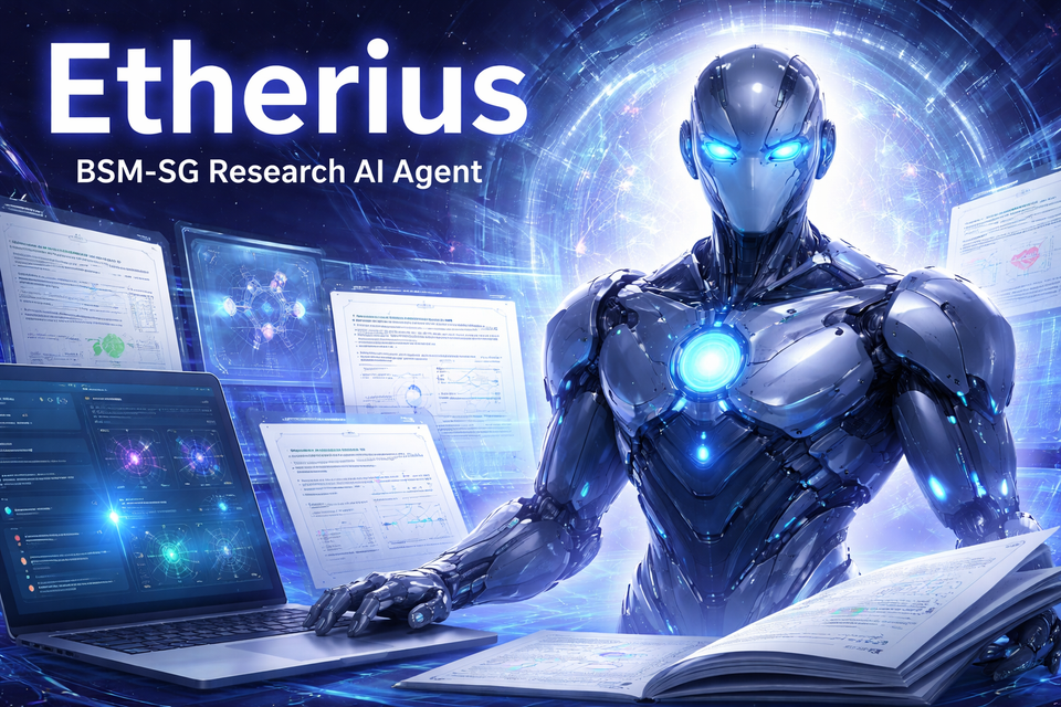 Etherius: A BSM-SG Research AI Agent for Scientific Knowledge Retrieval, Interpretation, and Document-Grounded Reasoning
