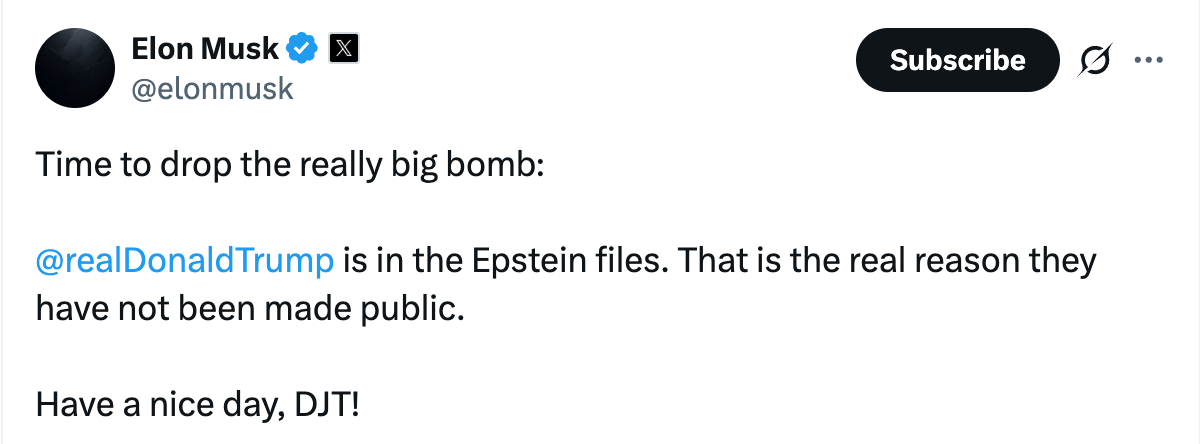 特朗普与马斯克公开决裂，两人社交媒体激烈交火