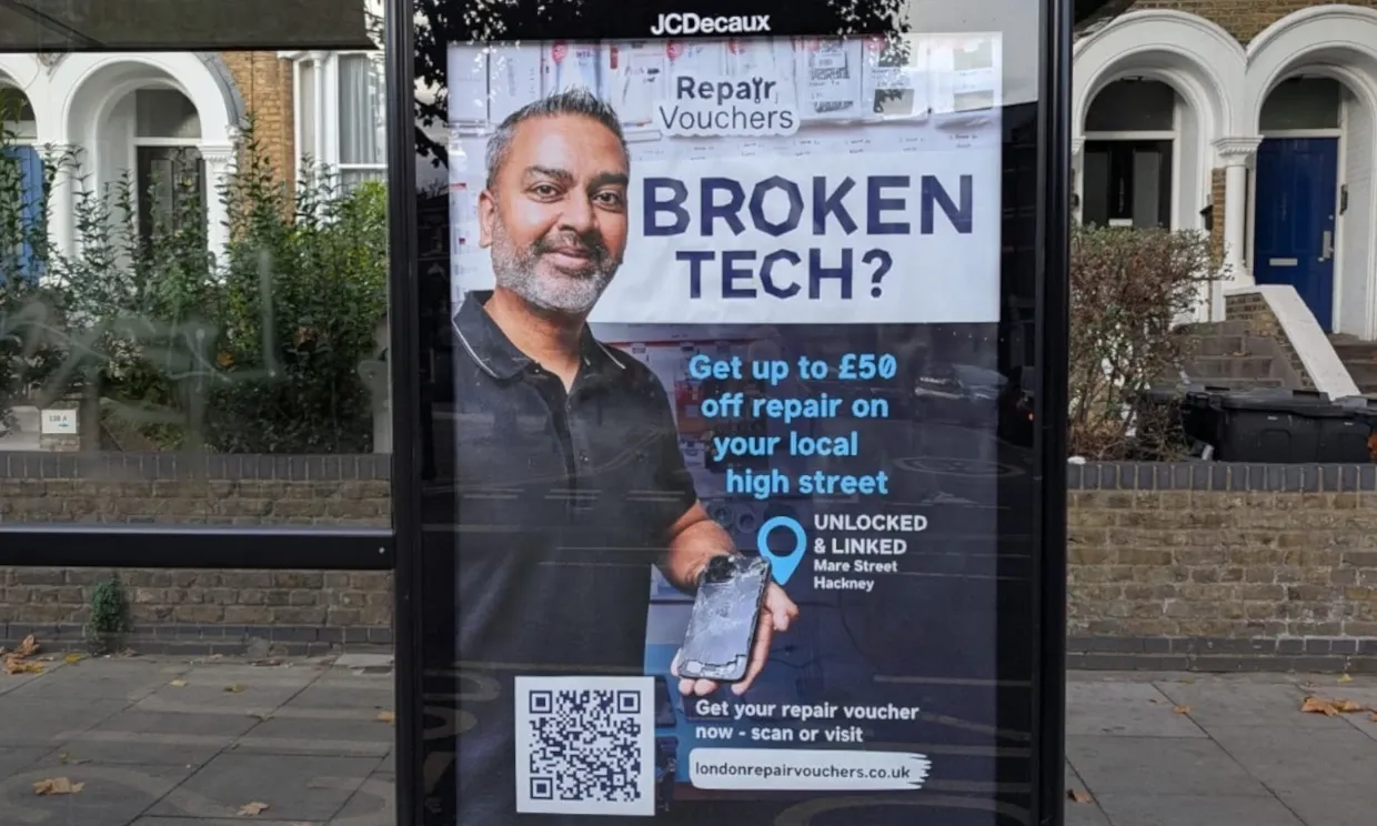 Repair Voucher poster on bus stop