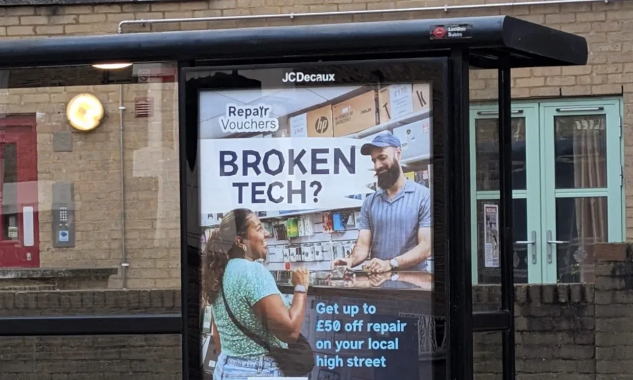 Repair Voucher poster on bus stop