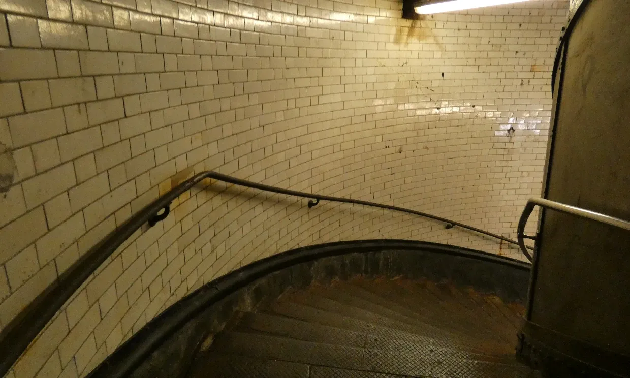 The interior of the building, showing winding stairs