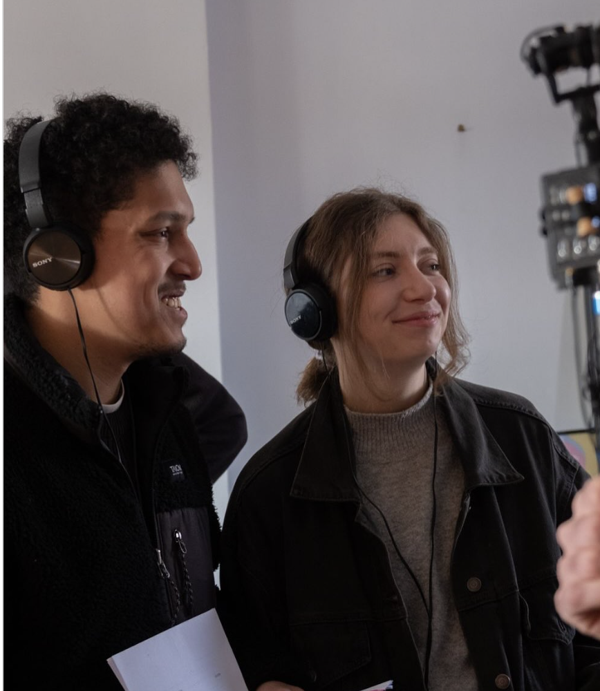 Hansel Rodrigues & Lizzie Atherton on set of Homing.