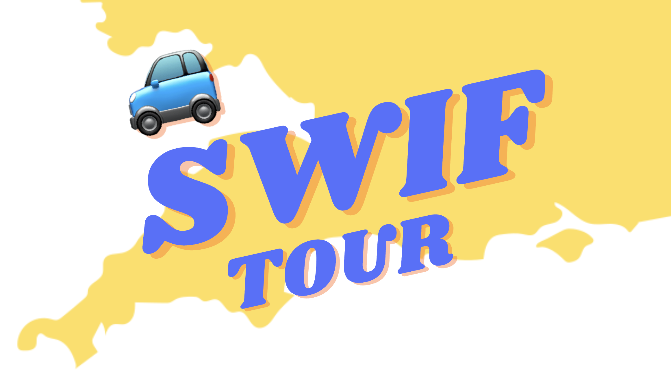 "SWIF tour" text with car emoji over map of south west