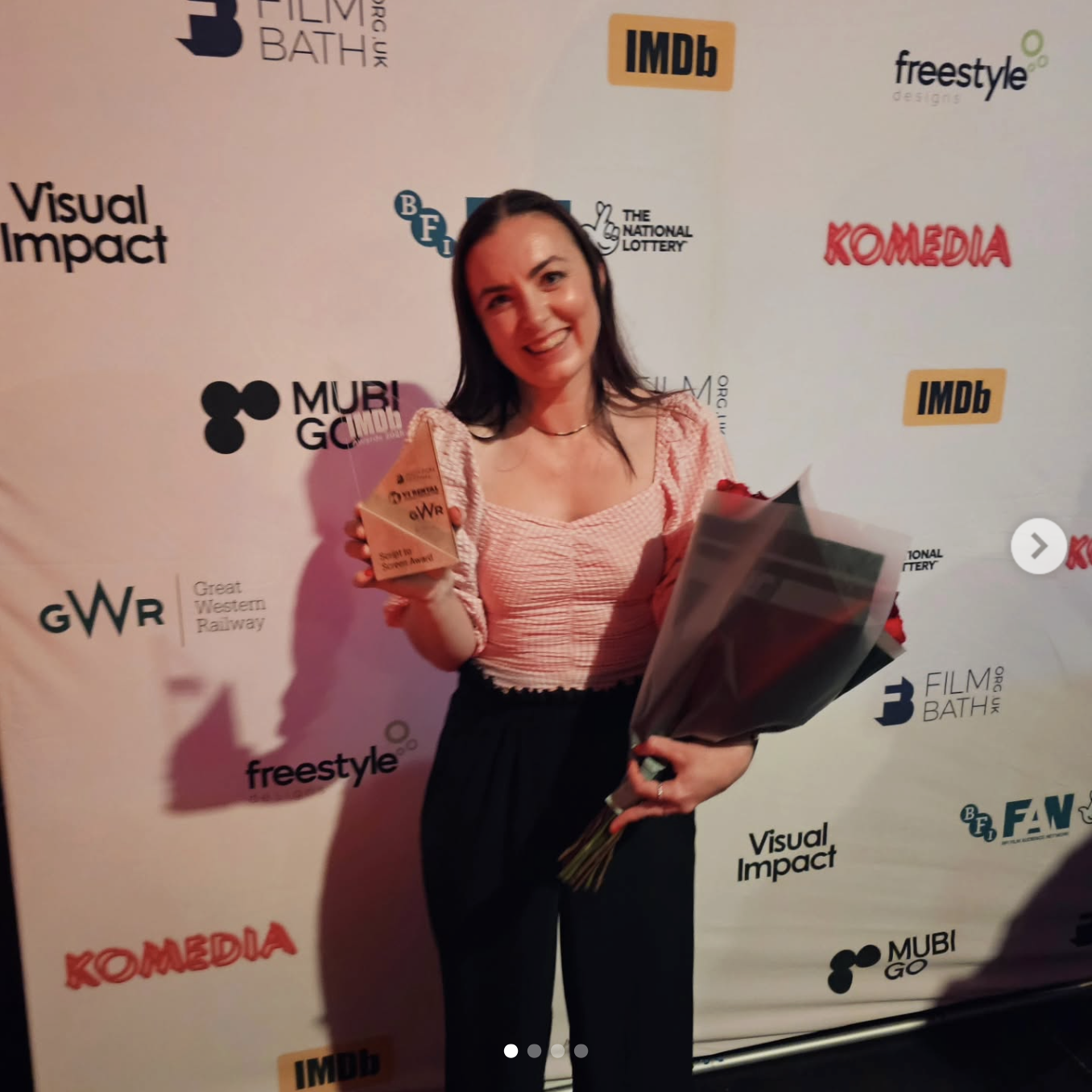 Sarah Dawes with her award.