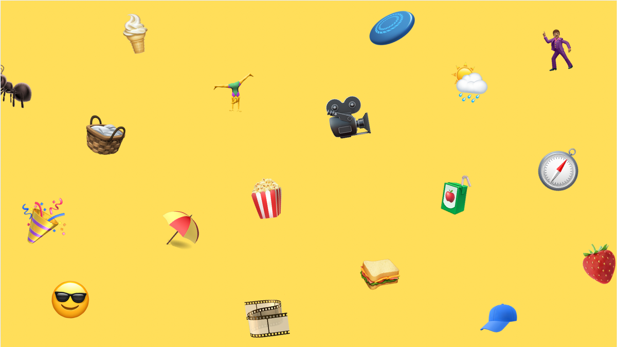 picnic themed emojis on a yellow background
