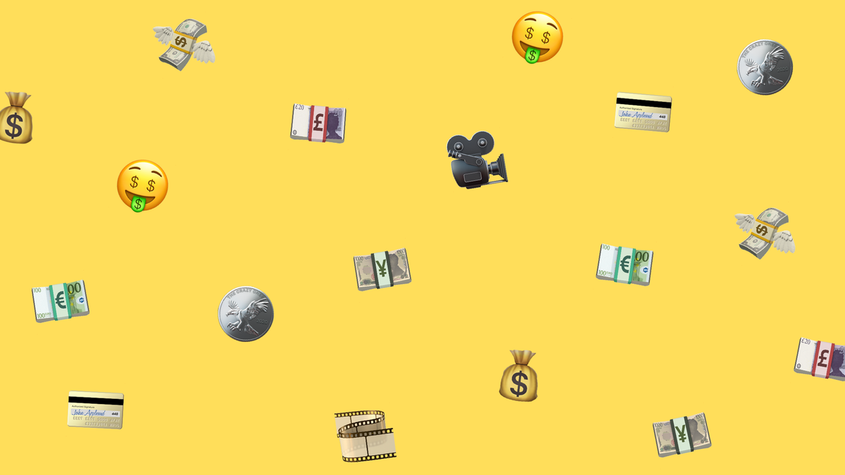 money related emojis on a yellow background