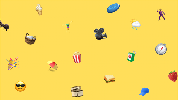 picnic themed emojis on a yellow background
