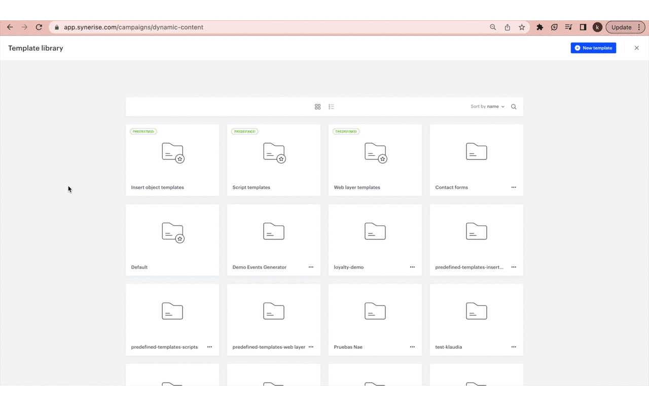 Synerise Live Preview feature showing real-time Dynamic Content template testing on a live website