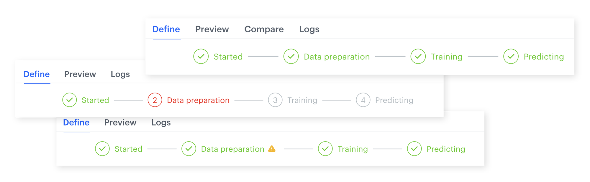 Synerise prediction Stage bar showing real-time progress tracking through prediction pipeline stages