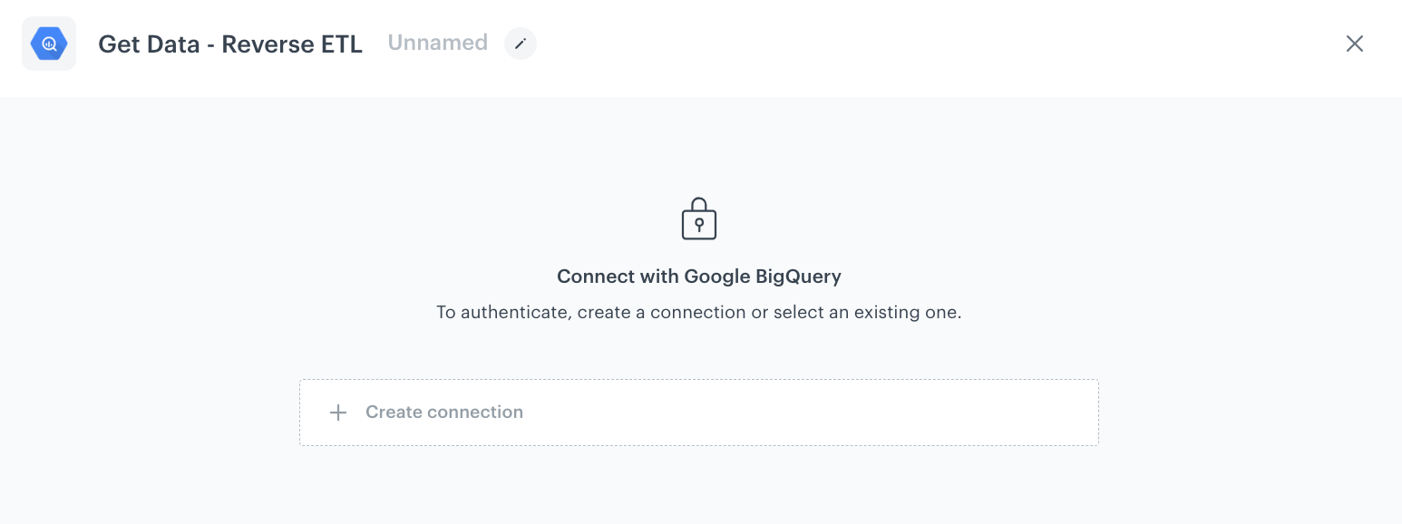 Synerise connection configuration for Google BigQuery authentication using a private key