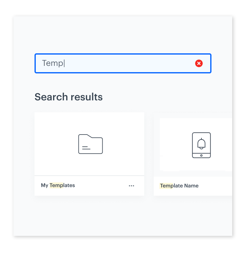 Synerise template search interface showing direct template lookup by name or ID