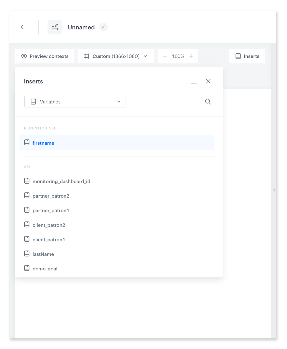 Synerise landing page insert tool for embedding personalized customer data elements like names, recommendations, and loyalty points