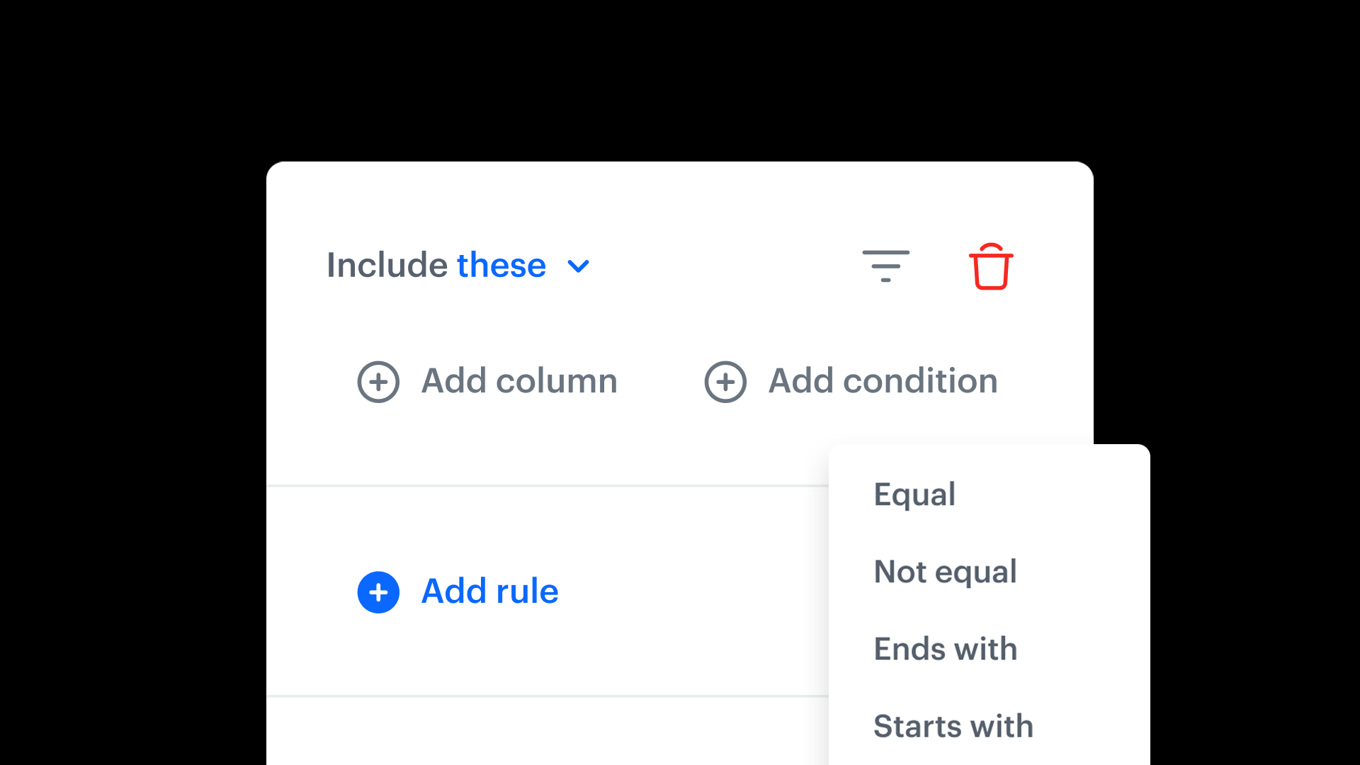 Synerise Dynamic Conditions configuration interface in Data Transformation showing conditional logic for column-level transformations