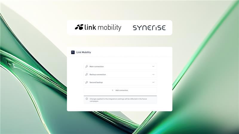 Synerise LINK Mobility SMS integration showing delivery status monitoring and campaign performance dashboard