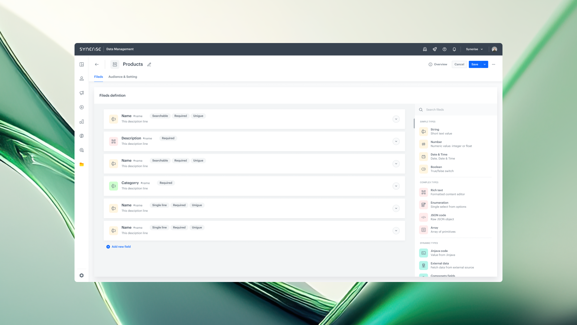 Brickworks CMS architecture in Synerise showing schema-based content model with AI personalization and single API call delivery