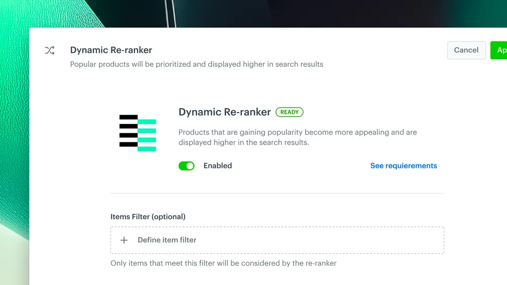 Dynamic Re-ranker in Synerise Search