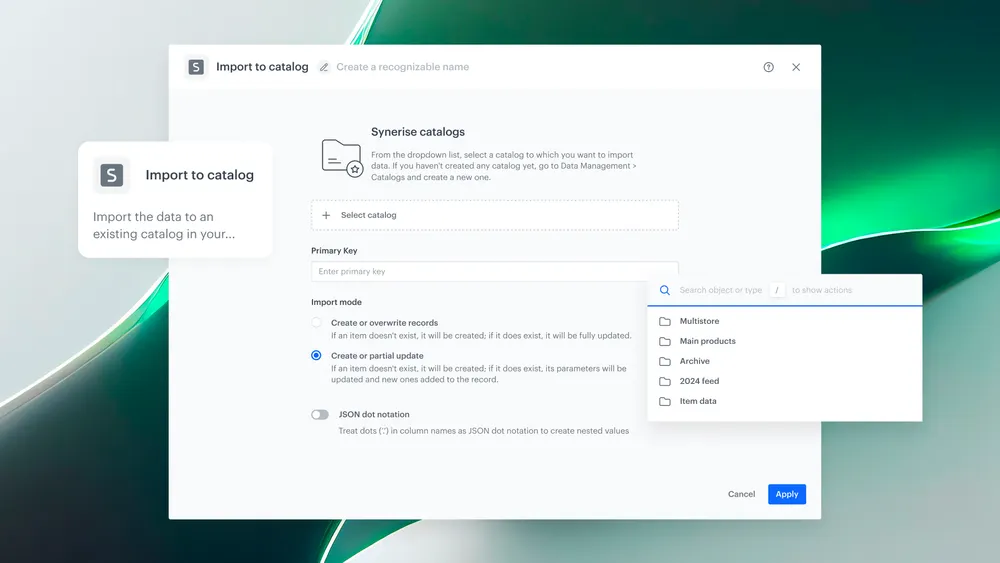 Partial updates for Catalog import