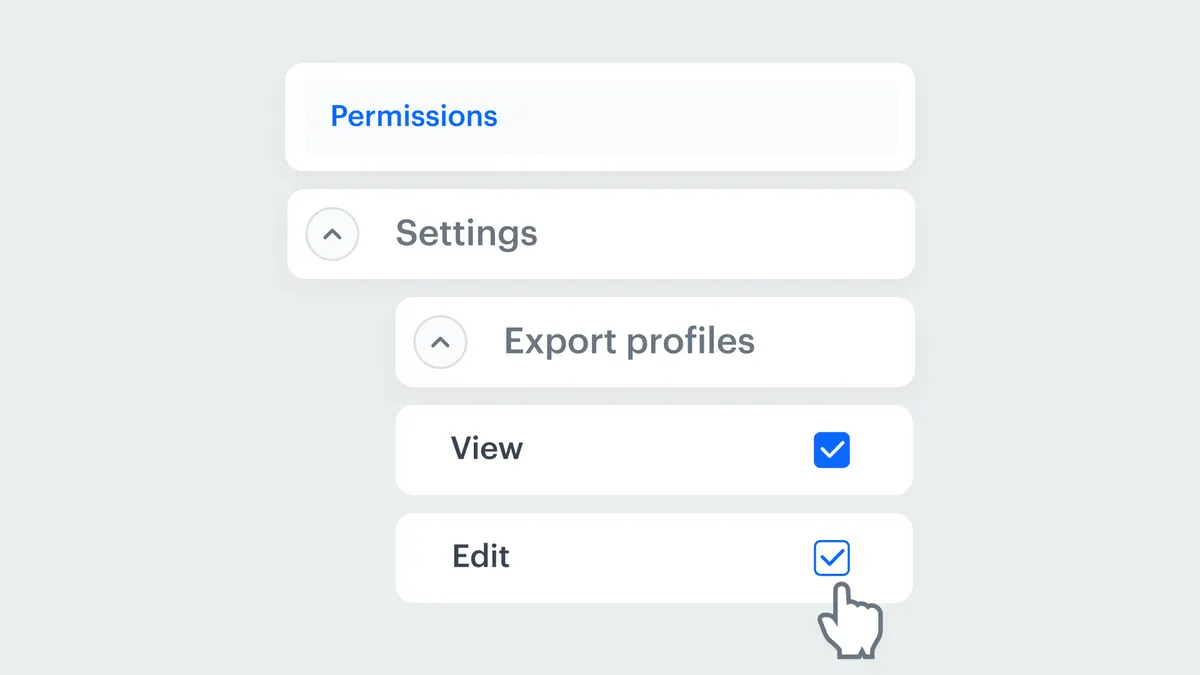 Dedicated permissions in data export nodes