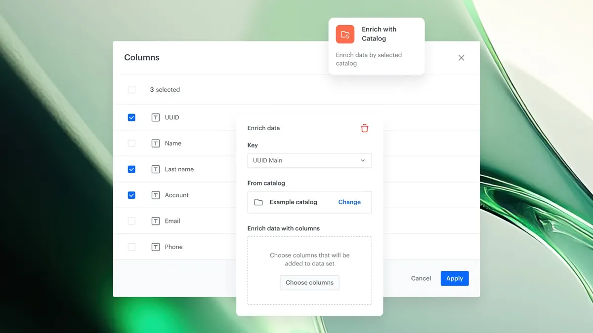 Data enrichment from the Catalog