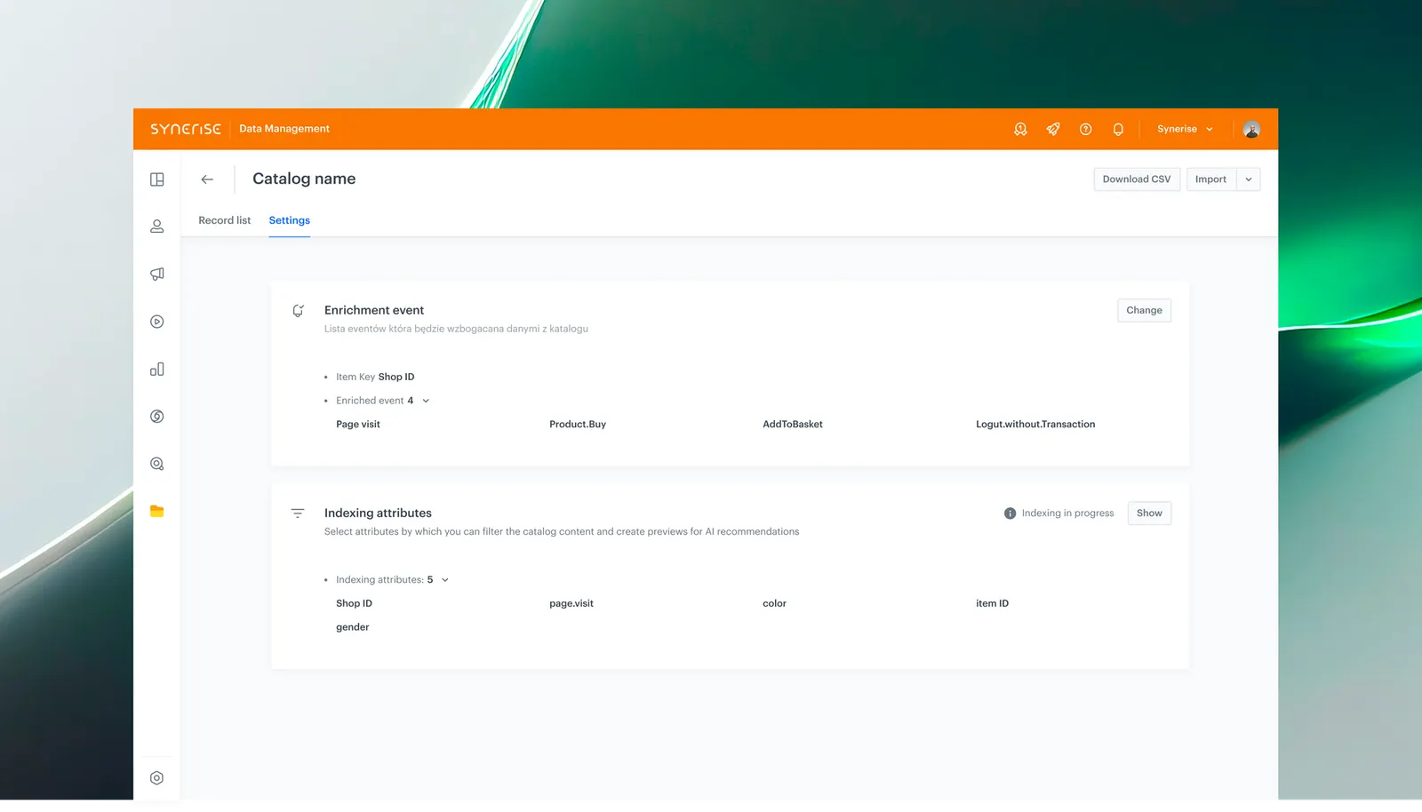 Managing event data enrichment from catalogs