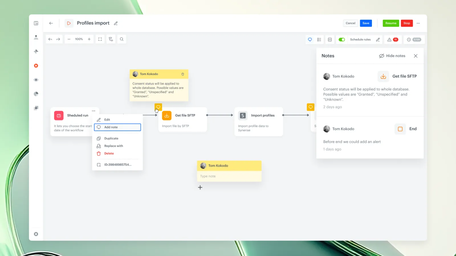 Notes in Automation Workflows: Document logic where decisions are made