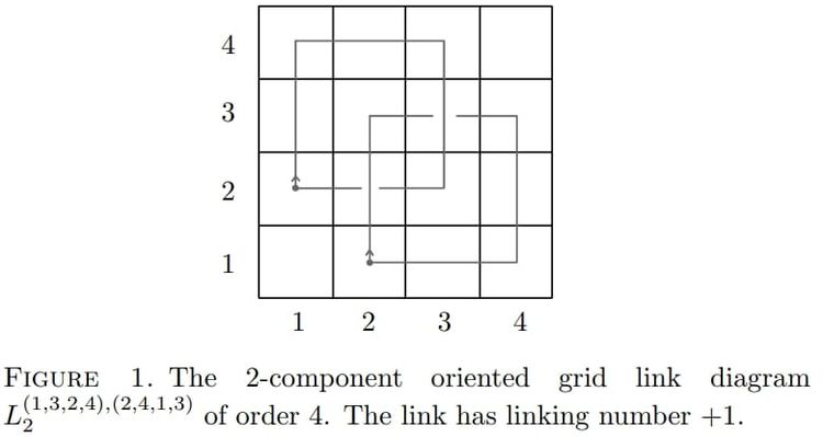 Linking number of grid models