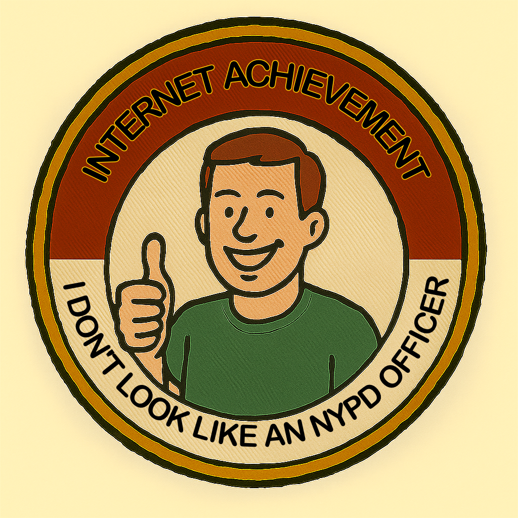 My "I don't look like an NYPD officer" internet badge